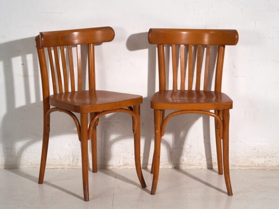 Lot de quatre Chaises de salle à manger antiques en bois courbé LIGNA – Tchécoslovaquie, circa 1960 #6 (photo 37 of 40)