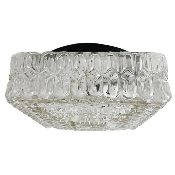 Image 1 of Mid-century square ceiling lamp glass ceiling rose 1960s