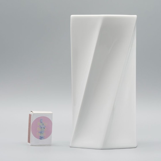 Image 1 of Postmodern Minimalist Chic Twisted Rosenthal Glossy Porcelain Vase Duo Jan Vaart
