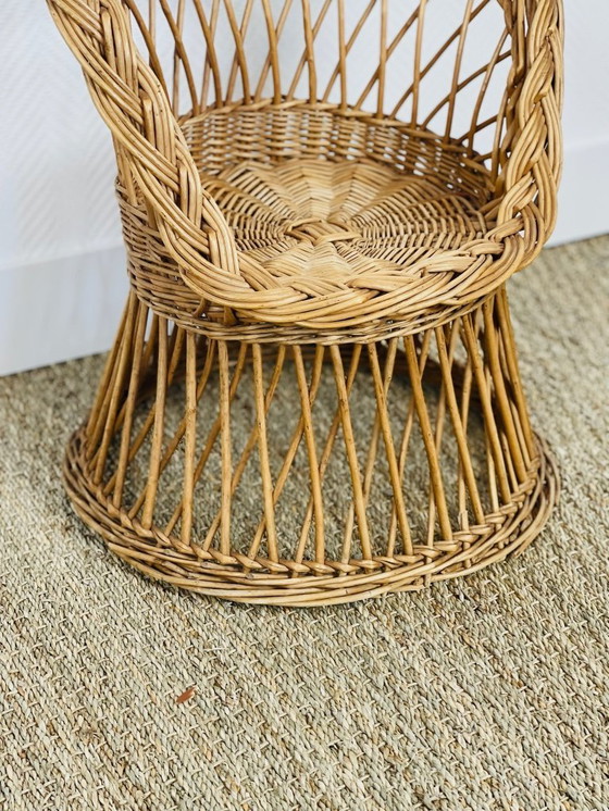 Image 1 of Fauteuil pour enfant vintage fabriqué à la main en rotin, 1960