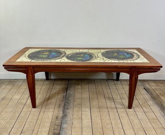 Image 1 of Tavolino da caffè in teak e terracotta lavica di J. Belarti, 1960