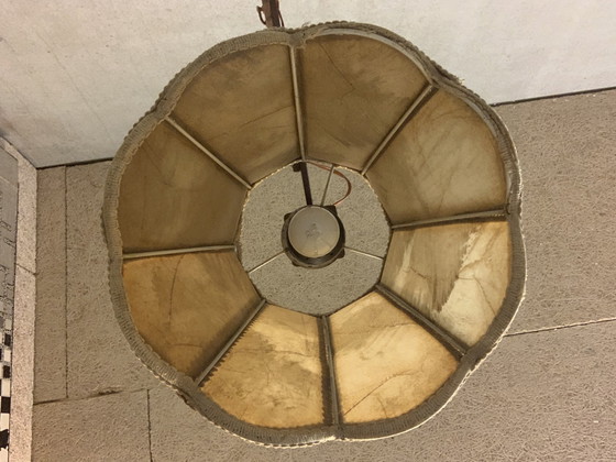 Image 1 of Schaarlamp/ harmonica lamp met varkensleren kap