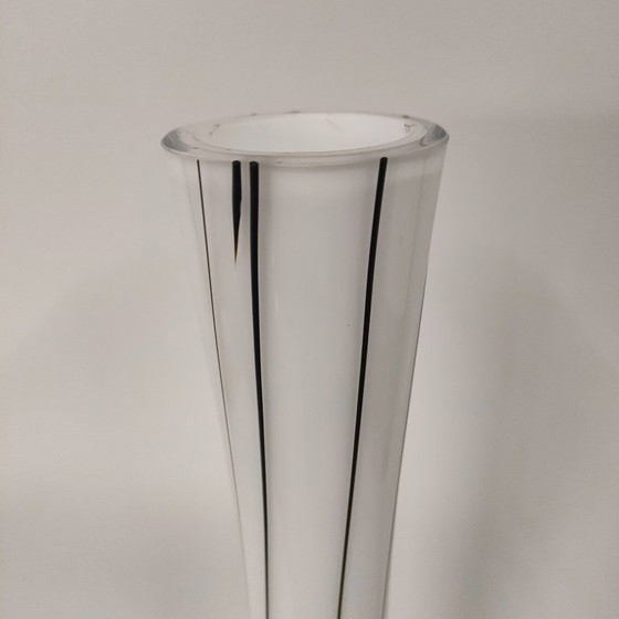 Image 1 of Tall handmade designer vase with black applied 'glass' lines