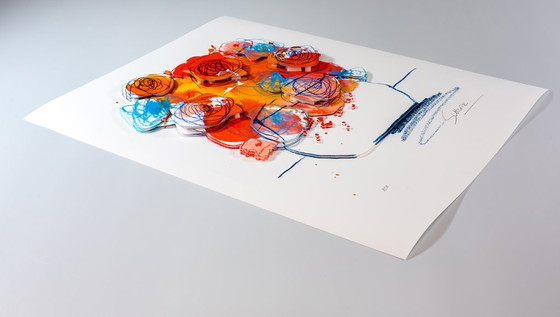 Image 1 of Schlote, Wilhelm - Bouquet in Orange - 3D-Konstruktion - Handsigniert