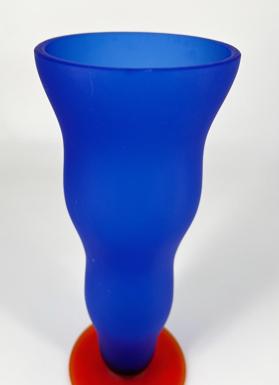 Image 1 of Jarrón de vidrio estilo Memphis, estilo pop art posmoderno, años 80 y 90