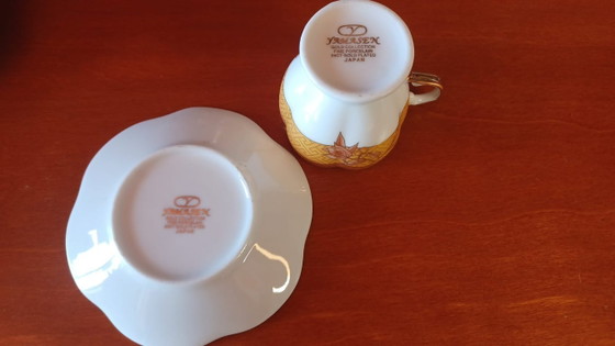 Image 1 of Set di 6 tazzine da caffè espresso vintage in porcellana Yamasen Japan, placcate in oro 24 carati.
