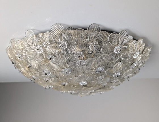 Barovier & Toso Murano Goldstaubglas Blumen Deckenleuchte, 1960er – Deckenleuchten (photo 9 of 10)