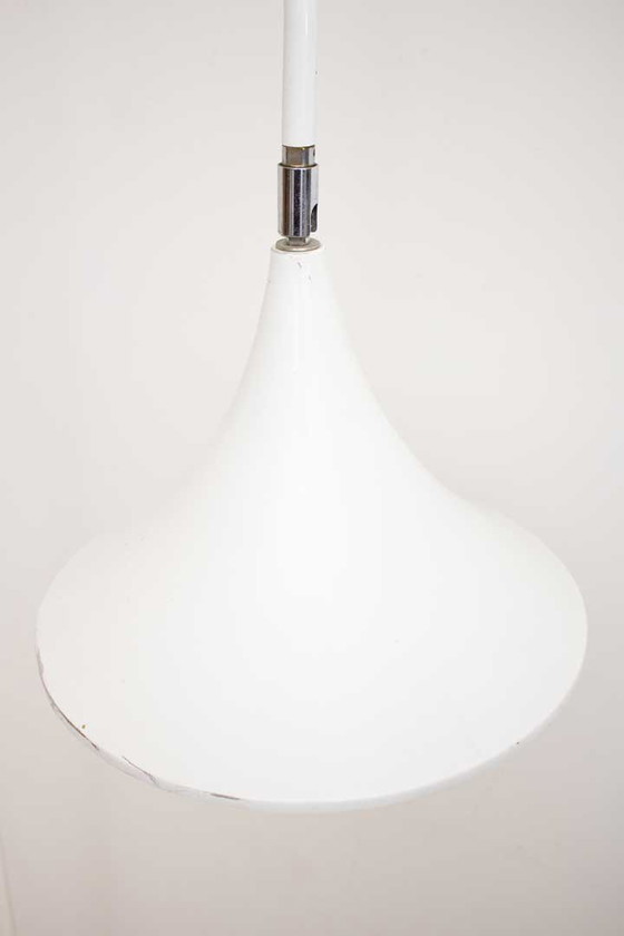 Image 1 of 80's Herda Floor Lamp White with Trumpet Shade