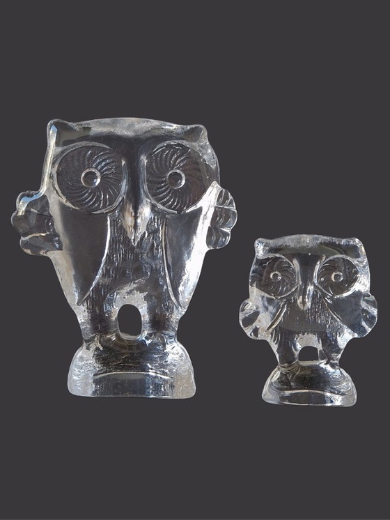 Image 1 of Kosta Boda - 2 gufi della serie Zoo di Bertil Vallien