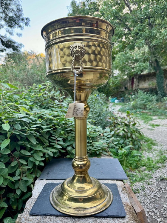 Grande fioriera barocca in ottone su piedistallo – Oggetti decorativi (photo 5 of 10)