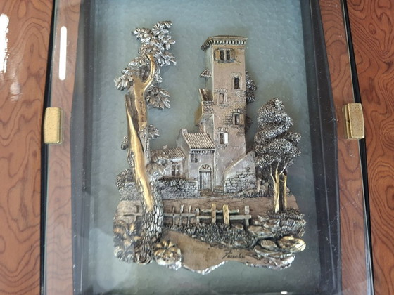Image 1 of Alessandro Zenobi Art Triptych – High Reliefs in 999 Silver and 24kt Gold in Briar and Crystal