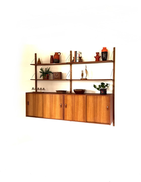 Image 1 of Vintage teakhouten modulair wandsysteem, denemarken ‘60
