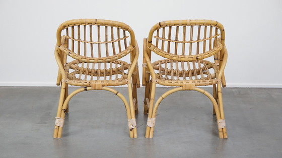 Image 1 of 4 X Rotan Dining/ Lounge Chair Met Armleuningen