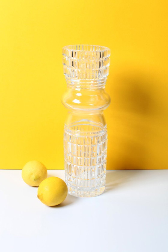 Image 1 of Mid-century Large Vase / Vintage Tall and Solid Clear Crystal Glass Vase / Florence / Italy / 1960s