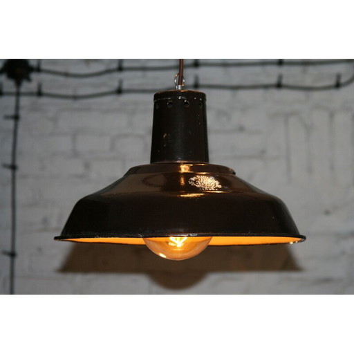 Vintage bruine hanglamp in staal