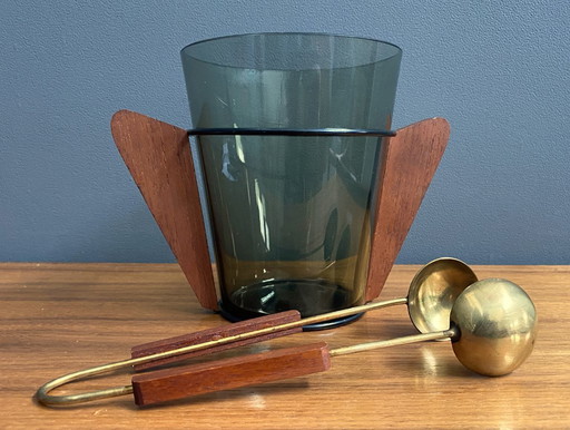 Teak and glass Danish ice bucket