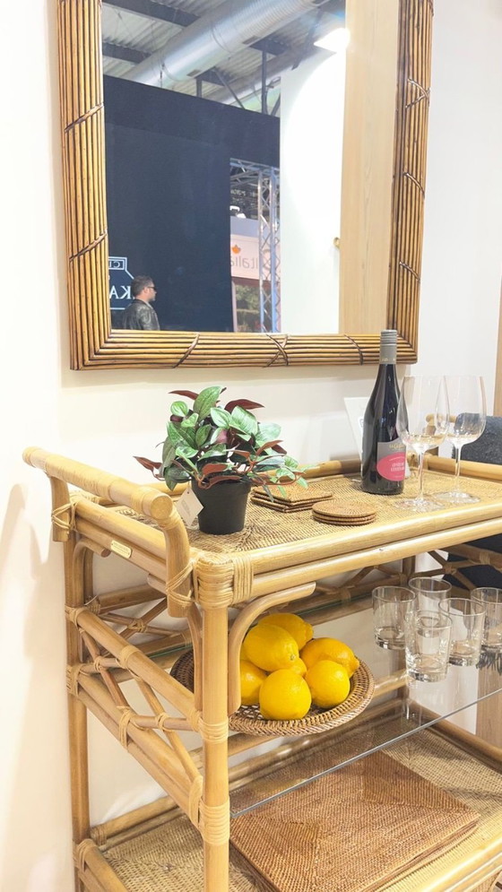 Image 1 of Carrello bar in rattan fatto a mano