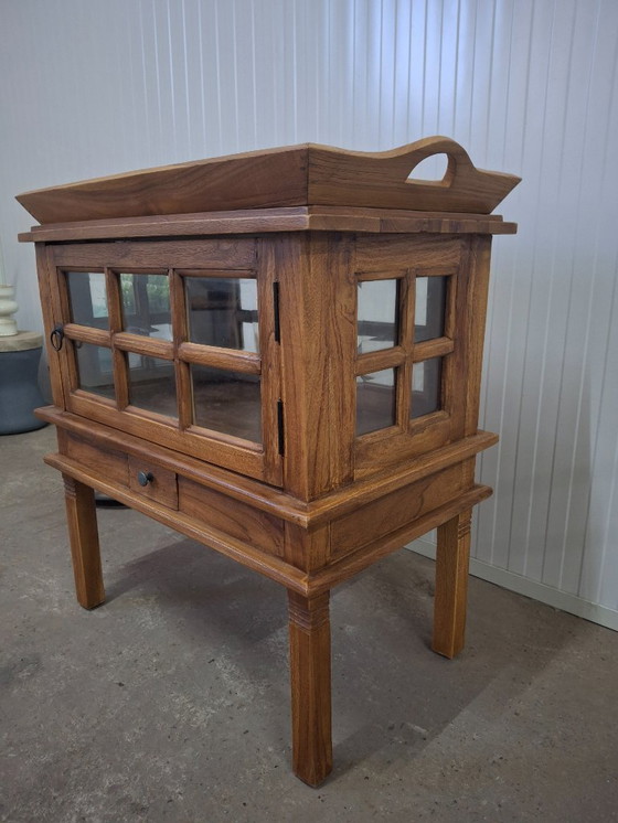 Image 1 of Magnifique meuble à thé en teck neuf avec porte et tiroir