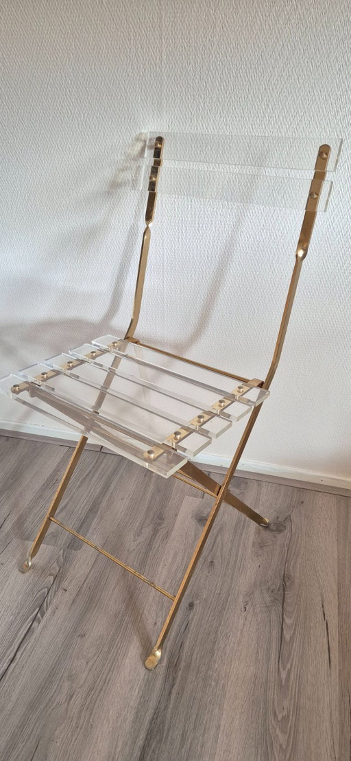 Klappstuhl aus transparentem Messing Yonel Lebovici