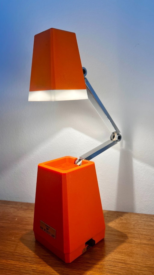 Mid-Century Modern High Intensity Pyramid Folding Lamp | Bright Orange, 1970s