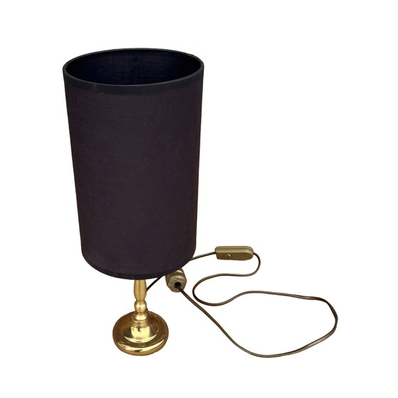 Image 1 of Lampe de nuit en laiton, lampe de table avec abat-jour, Allemagne, 1970