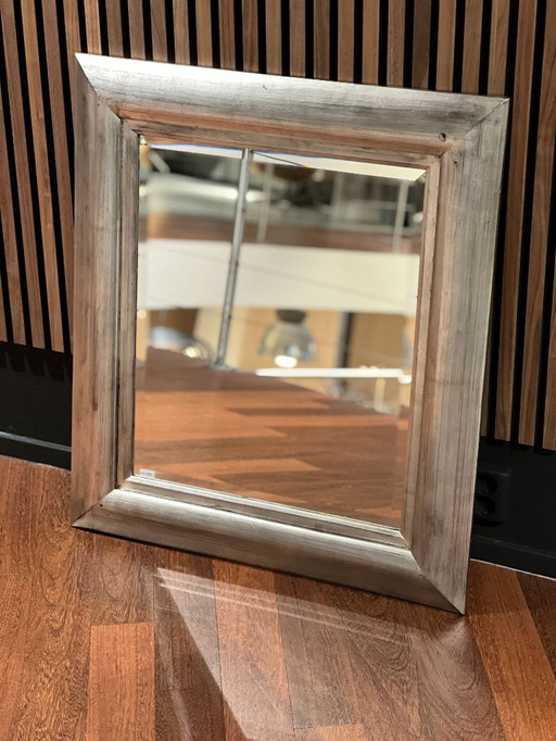 Wall mirror with silver-look wooden frame (50x60 cm)