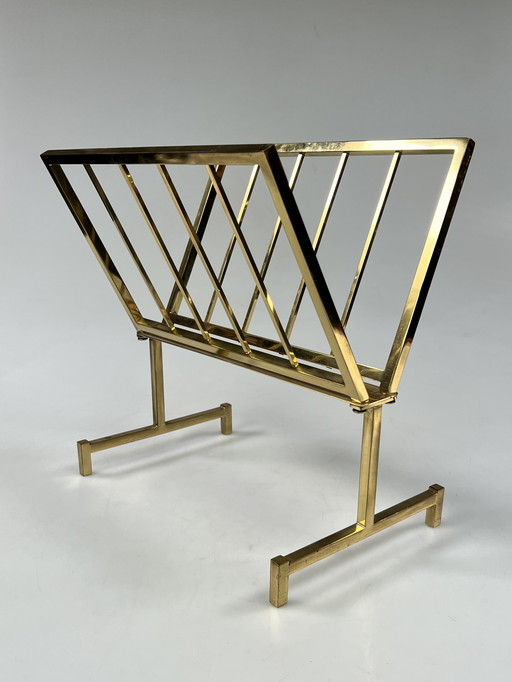 Porte-revues Vintage Hollywood Regency, laiton 1970