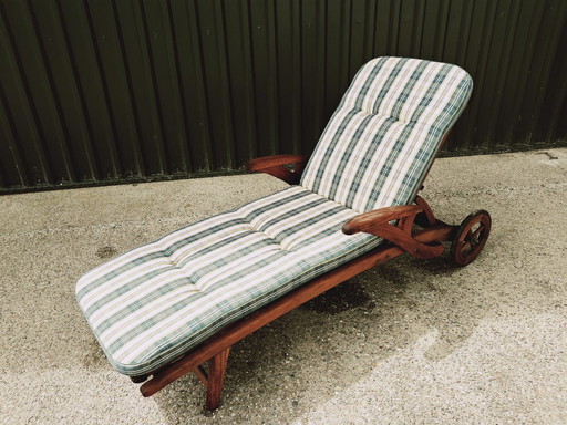 Barkers Traditionals teak lounger with Pandi mattress cushion