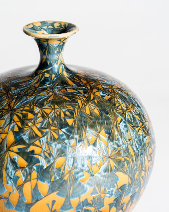 Image 1 of Crystalline Glaze Ceramic Vase Attributed Monogram “ML”, Germany, 20th Century