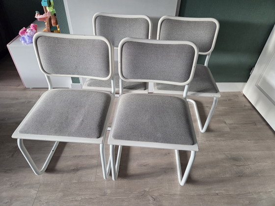 4x Cesca Chairs - Mady In Italy - 1980 – Dining chairs, Metal, Textile (photo 3 of 11)