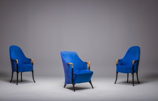  Italienische Alcantara-Projektsessel von Umberto Asnago für Giorgetti/Progetti, 1980er Jahre, 3 Exemplare