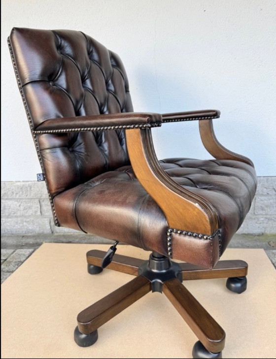 Image 1 of Eichholtz - Gainsborough Chesterfield - Sedia da ufficio - Gainsborough - Pelle di vitello - Chesterfield fatta a mano