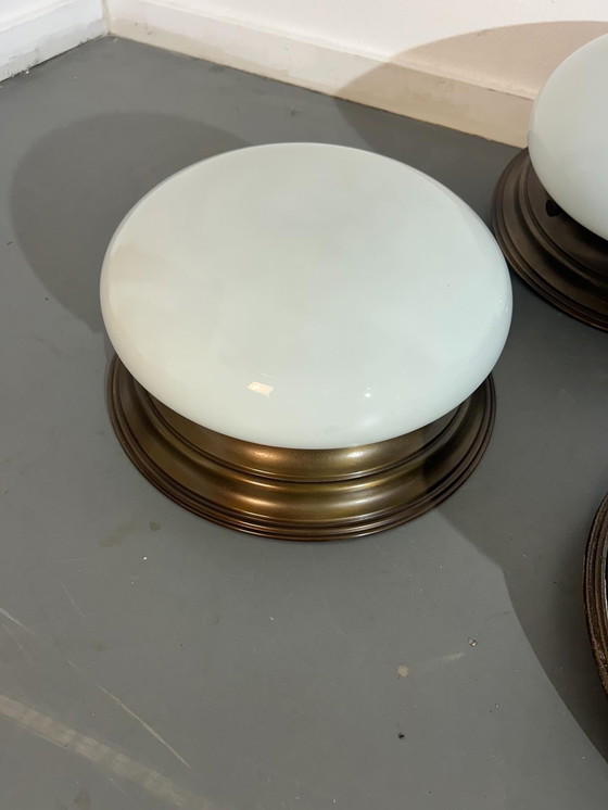 Image 1 of Sei lampade da soffitto in ottone del 1980