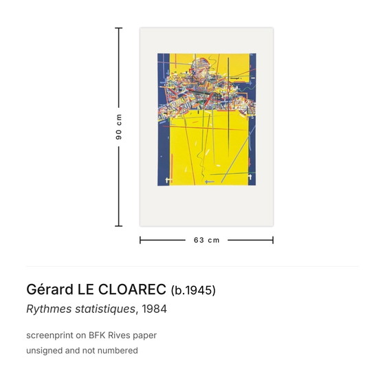Gérard Le Cloarec Siebdruck Rythmes Statistiques 1984 – Lithographien & Drucke, Paper (photo 3 of 5)