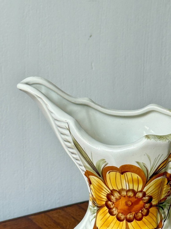Image 1 of Vintage Italian Bassano Ceramic Hand-Painted Pitcher