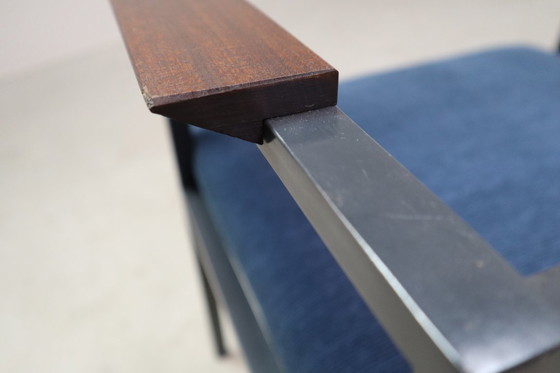 Image 1 of  Pair of Postmodern armchairs in steel and mahogany, 1970s