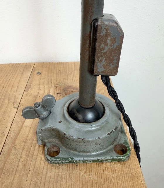 Image 1 of Industrial Grey Enamel Workshop Table Lamp from Siemens, 1950s