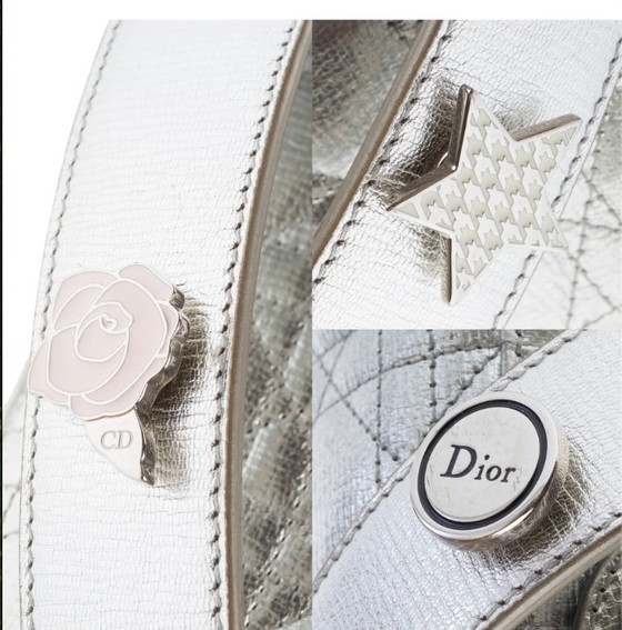 Image 1 of Borsa DIOR Lady Dior in cuoio argentato - 103267