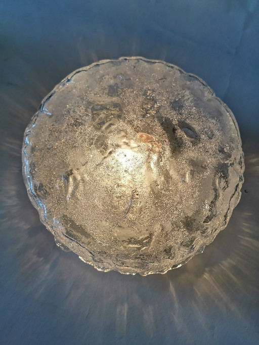 Lampada da parete in stile Space Age anni '70, in vetro ghiaccio, vetreria del Limburgo