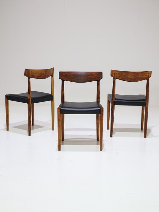 6x Knud Faerch 343 eetkamerstoelen palissander Deens 1950s