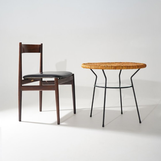 Mesa de centro con tablero redondo de ratán, década de 1950. – Mesas de centro, Glass, Metal (photo 12 of 12)