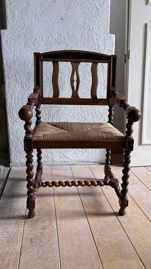 Eiken antieke set stoelen 
