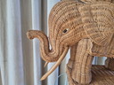 Vintage brown wicker elephant 
