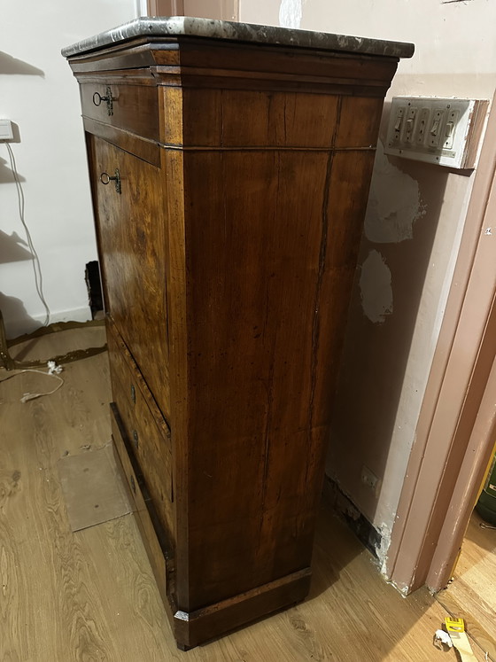 Image 1 of Scrivania Luigi Filippo in noce e radica di noce - XIX secolo