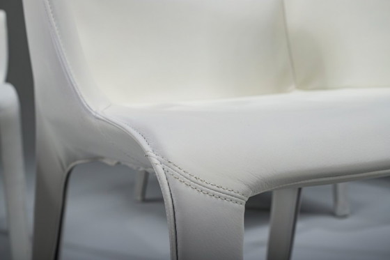 Image 1 of Gio Esszimmerstühle aus ecrufarbenem Leder von Walter Knoll, Deutschland, 2000er Jahre, 8er-Set