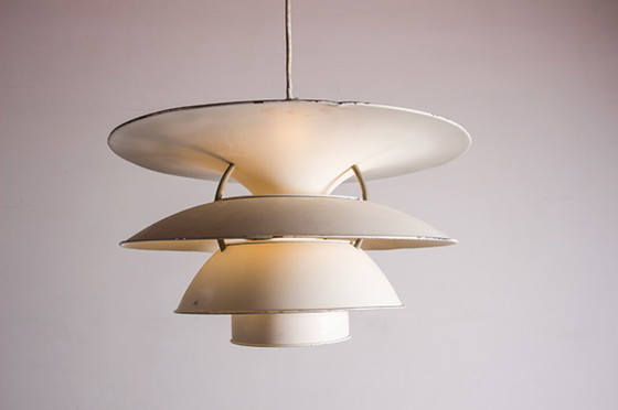 Image 1 of Danish suspension lamp in brushed metal, Model PH 6 ½ -6V Called "Charlottenborg" by Poul Henningsen for Louis Poulsen
