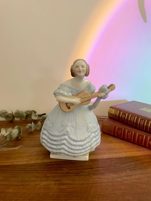 Herend Hungary Lady with Guitar Sculpture