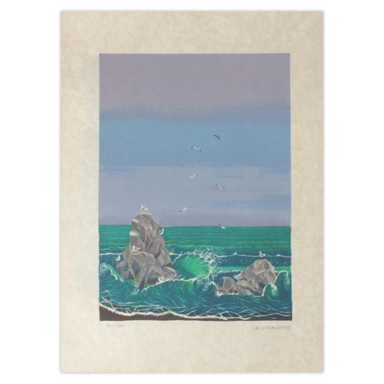 Image 1 of Madeleine LA GIRAUDIERE Le rocher Lithographie signée 1970