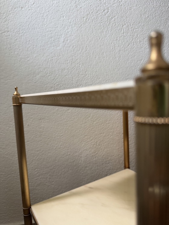 Image 1 of 60s brass marble side table