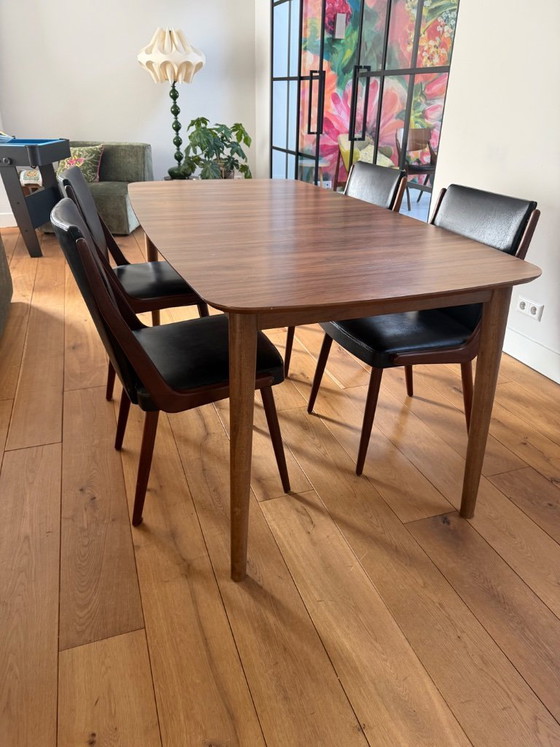 Image 1 of 4 sedie da pranzo vintage con tavolo allungabile